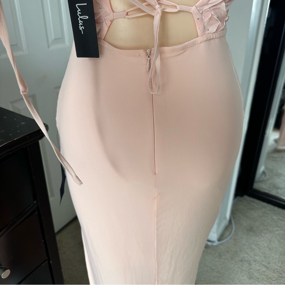 LULU’S STUNNING CONCEPT MESH RHINESTONE STRAPLESS MAXI DRESS - Picture 15 of 16